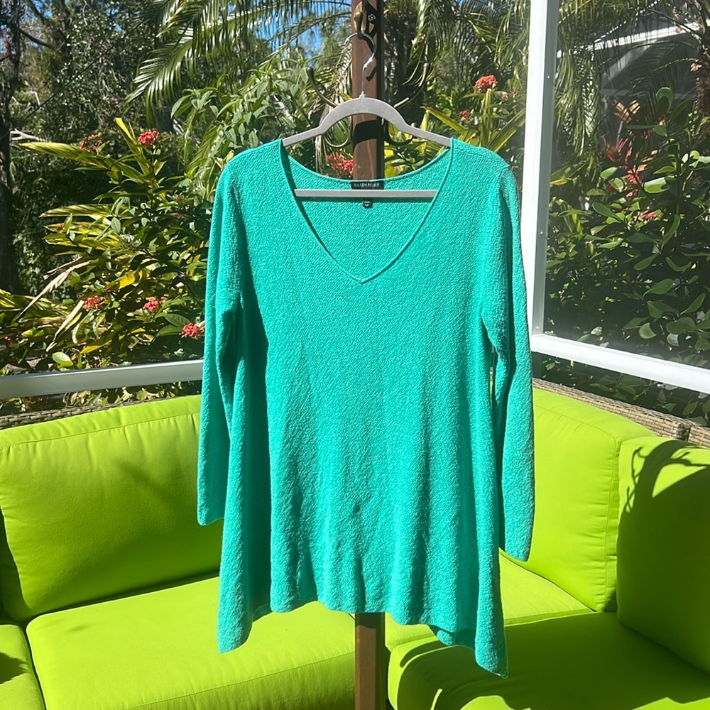 Eileen Fisher Wool Boule Turquoise Tunic Small